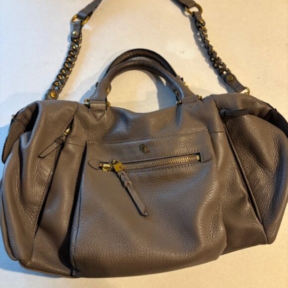 Elliott Lucca Italy Leather Grey Satchel Double Handle Detachable Shoulder Strap - Picture 1 of 7